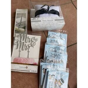 Wedding items Ring Bearer pillow, guest book pen. cake topper, coloring book set